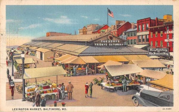 Baltimore Maryland Lexington Market Exterior Vintage Postcard JE359927