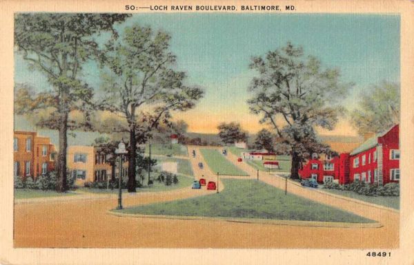 Baltimore Maryland Loch Raven Boulevard Street Scene Vintage Postcard JE359928