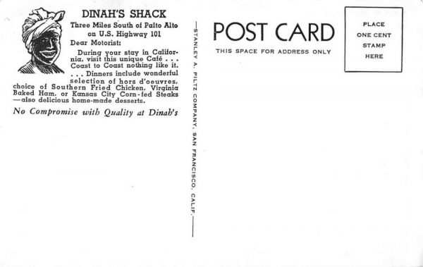 Palo Alto California Dinah's Shack Hors D'Oeuvre Table Vintage Postcard JE359935 - Image 2