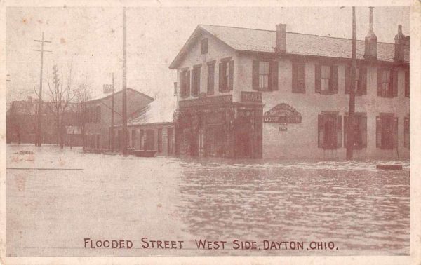 Dayton Ohio Flood Disaster Liqour Cigar Store Vintage Postcard JE359973