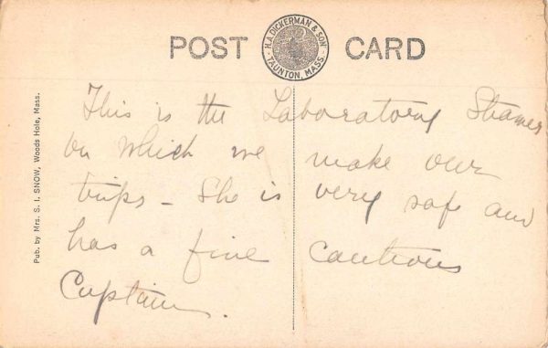 Woods Hole Massachusetts MBL Steamer Cayadetta Vintage Postcard JF360030 - Image 2
