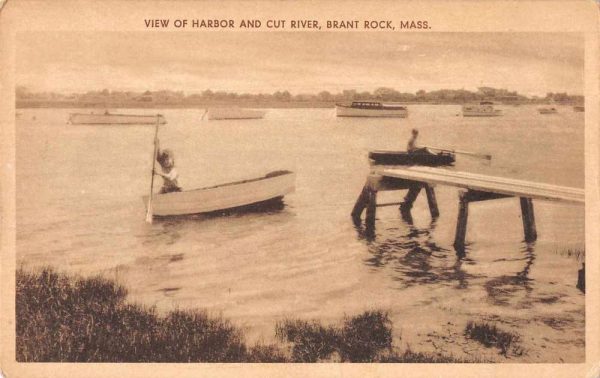 Brant Rock Massachusetts Harbor View Cut River Boy In Row Boat Postcard JF360032