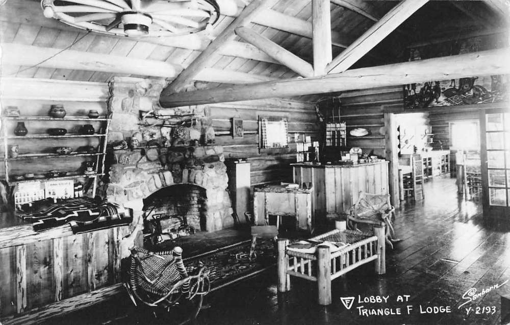 Triangle F Lodge Entrance Lobby Real Photo Vintage Postcard JF360041