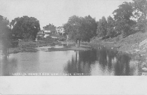 Rock River Wisconsin Looking Down from Dam Real Photo Vintage Postcard JF360058