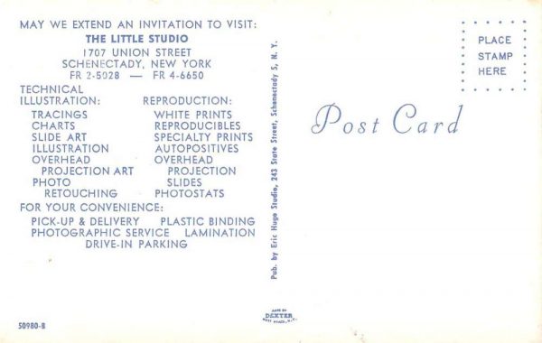 Schenectady New York The Little Studio Photography Ad Vintage Postcard JF360085 - Image 2