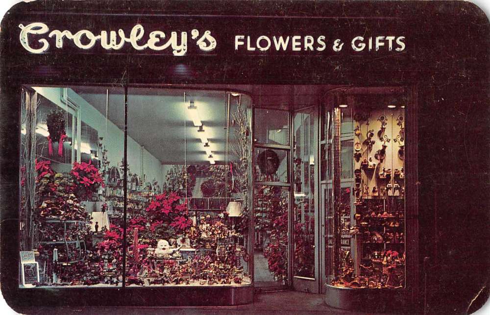 Yonkers New York Crowley Florist Window Display Vintage Postcard