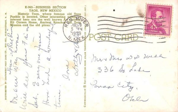 Taos New Mexico Business District Liquor Store Vintage Postcard JF360130 - Image 2