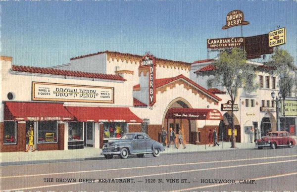 Hollywood California Brown Derby Restaurant Vintage Postcard JF360167