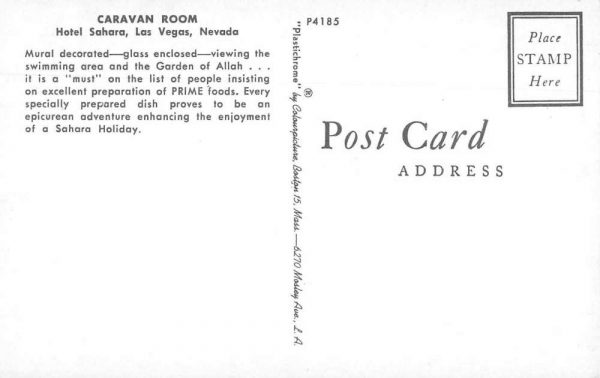Las Vegas Nevada Hotel Sahara Caravan Room Vintage Postcard JF360172 - Image 2