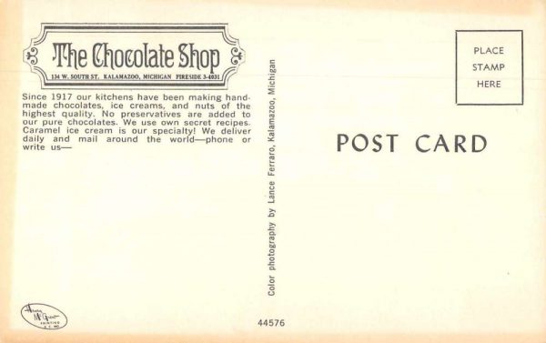 Kalamazo Michigan The Chocolate Shop Candy Store Interior Postcard JF360189 - Image 2