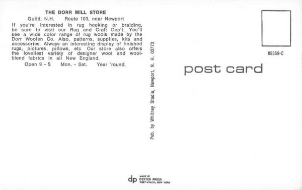 Guild New Hampshire The Dorr Mill Store Wool Rug Vintage Postcard JF360204 - Image 2