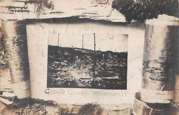 Woodbury Vermont Granite Quarry Bark Border Whist Party Real Photo PC JF360219
