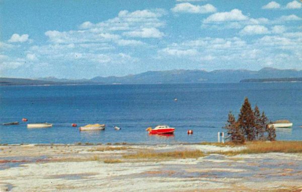 Yellowstone Lake from West Thumb Beach Scene Vintage Postcard JF360360