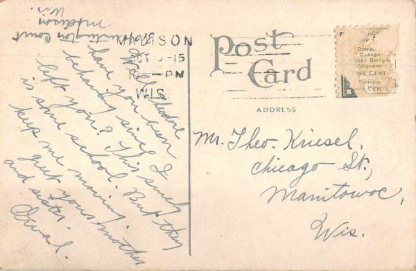 Madison Wisconsin University Cadets Vintage Postcard JF360414 - Image 2