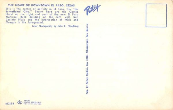 El Paso Texas Hotel Cortez Vintage Postcard JF685026 - Image 2