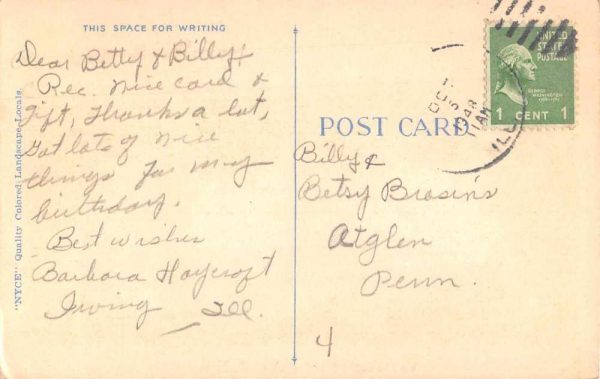 Irving Illinois Greetings Lake Scenic View Canoe Postcard JF685037 - Image 2