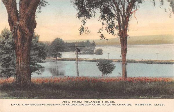 Webster Massachusetts Lake Chargoggg View from Yolande House Postcard JF685105