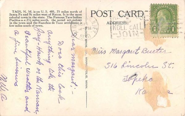 Taos New Mexico Indian Pueblos Scenic View Real Photo Postcard JF685108 - Image 2