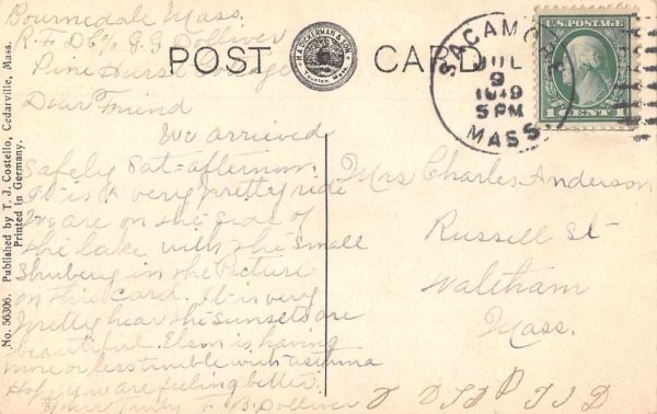 Sagamore Massachusetts Bournedale Little Herring Pond Vintage Postcard JF685128 - Image 2