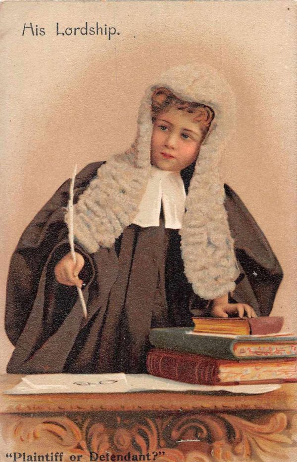"His Lordship" Boy Dressed as Judge Vintage Postcard JF685212