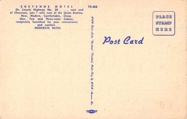 Cheyenne Wyoming Cheyenne Motel with Map Vintage Postcard JF685213 - Image 2