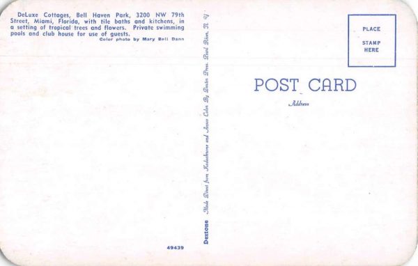 Miami Florida Bell Haven Park DeLuxe Cottages Vintage Postcard JF685230 - Image 2