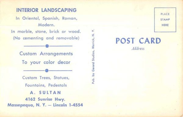 Massapequa New York Sultan Artifical Floral Decorating Ad Postcard JF685265 - Image 2