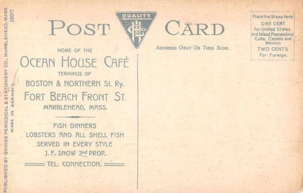 Marblehead Massachusetts Fort Beach Ocean House Cafe Vintage Postcard JF685281 - Image 2