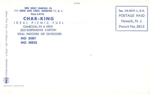 Irvington New Jersey Charcoal Co Char-King Barbeque Ad Postcard JF685303 - Image 2