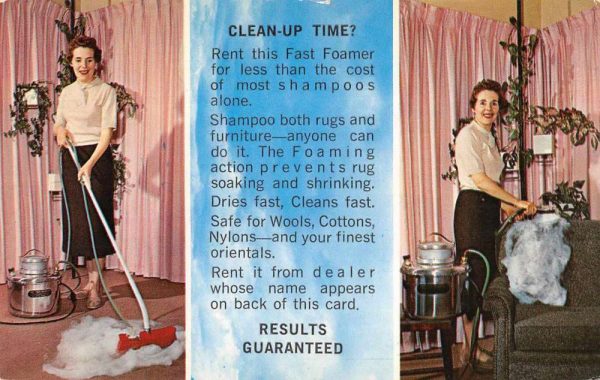 Menominee Michigan Fast Foam Division Rug Carpet Shampoo Ad Postcard JF685305