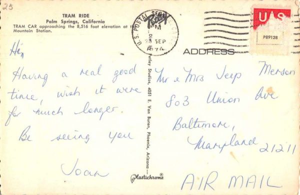 Palm Springs California Tram Ride Mountain Station Vintage Postcard JF685323 - Image 2
