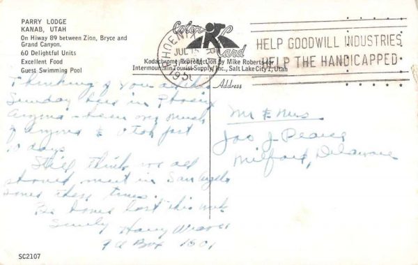 Kanab Utah Parry Lodge Swimming Pool Vintage Postcard JF685335 - Image 2