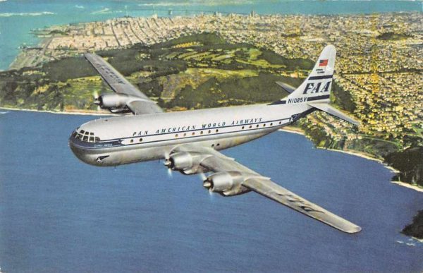 Pan American Double Deck Strato Clipper Airplane Vintage Postcard JF685336