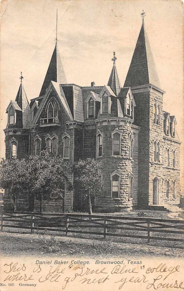 Brownwood Texas Daniel Baker College Vintage Postcard JF685342