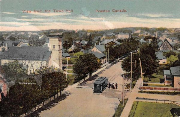 Preston Canada View from the Town Hall Trolley Vintage Postcard JF685346