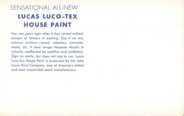 Lucas Luco Tex House Paint Advertising Vintage Postcard JF685401 - Image 2