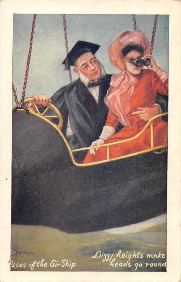 Man and Woman in Dirigible Airship Vintage Postcard JF685408