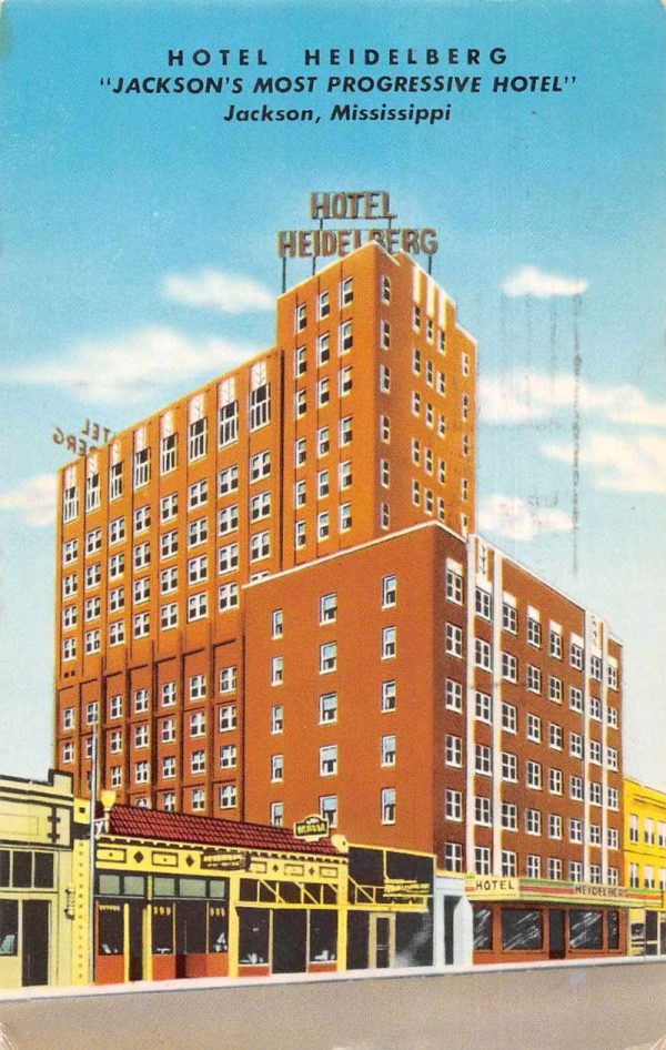 Jackson Mississippi Hotel Heidelberg Exterior Vintage Postcard JF685428