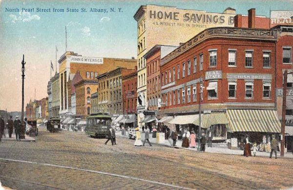 Albany New York North Pearl St Real Estate Postcard Store Vintage PC JF685440