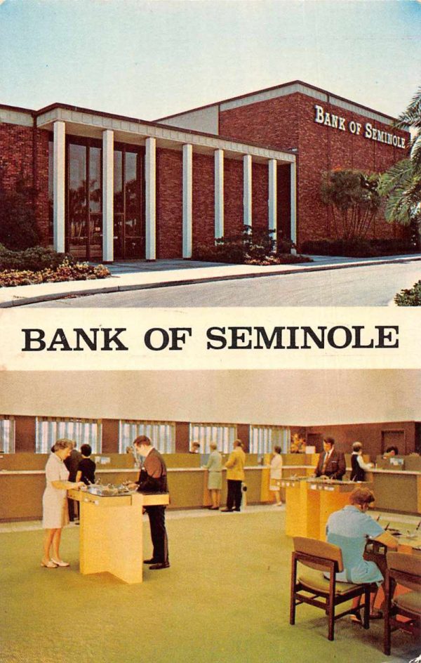 Seminole Florida Bank of Seminole Exterior and Interior Postcard JF685444