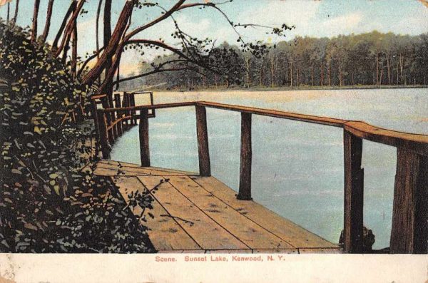 Kenwood New York Sunset Lake Scenic View Boardwalk Postcard JF685468