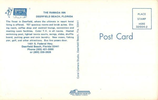 Deerfield Beach Florida The Ramada Inn Tennis Courts Swimming Pool PC JF685480 - Image 2