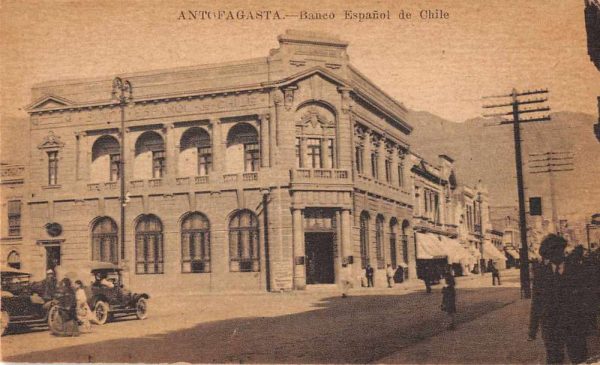 Antofagasta Chile Banco Espanol Bank Exterior Vintage Postcard JF685483