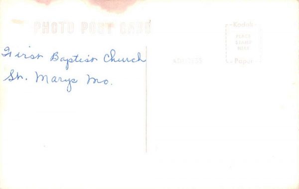 St Mary's Missouri First Baptist Church Real Photo Vintage Postcard JF685542 - Image 2