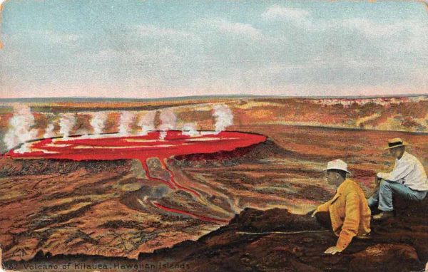 Kilauea Volcano Hawaii People watching Lava Private Mail Postcard JF685655