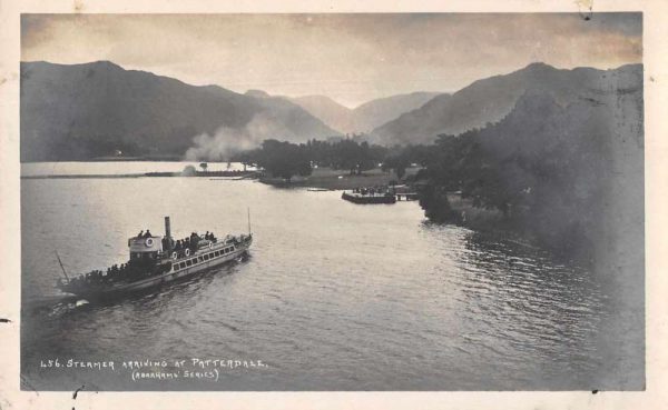 Patterdale England Steamer Arriving to Dock Real Photo Vintage Postcard JF685659