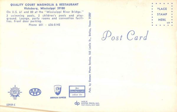 Vicksburg Mississippi multi-views Magnolia Motor Court vintage pc ZA441395 - Image 2