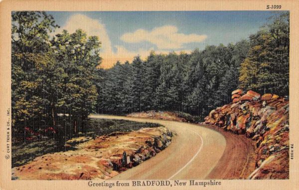 Bradford New Hampshire Greetings From country road linen antique pc ZA441438