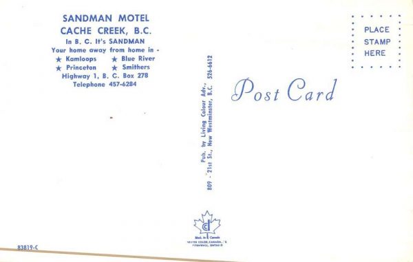 Cache Creek B.C. Canada view of Sandman Motel & Restaurant vintage pc ZA441440 - Image 2