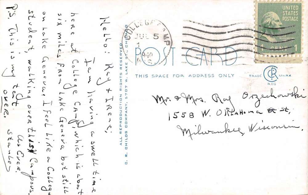 College Camp Wisconsin section of tents in Horse-Shoe Row antique pc ZA441454 - Image 2